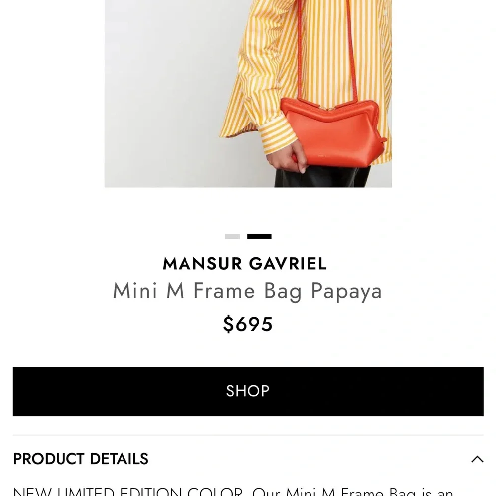 Mansur Gavriel Mini M Frame Leather Crossbody Bag Papaya EUC - Picture 7 of 8